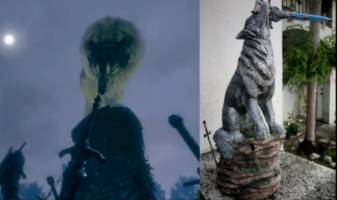 Great Grey Wolf Sif Dark Souls Custom Statue Bust