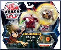 Cyndeous vs Trhyno from Bakugan - Battle Planet - Brawler 2-Pack manufactured by Spinmaster [Front]