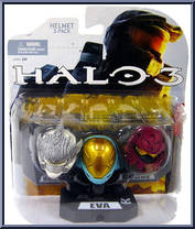Hayabusa (White) / EVA (Cyan) / Rogue (Crimson) from Halo 3 - Helmets - Series 1 manufactured by McFarlane [Front]