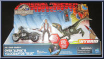 Owen "Alpha" & Velociraptor "Blue" from Jurassic World - Hybrid manufactured by Hasbro [Front]