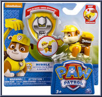 Rubble (Construction Digger) from Paw Patrol - Action Pack Pup & Badge manufactured by Spinmaster [Front]