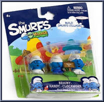 Brainy / Handy / Clockwork from Smurfs - Micro Village - 3-Packs manufactured by Jakks Pacific [Front]