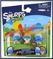 Harmony / Smurf / Grandpa from Smurfs - Micro Village - 3-Packs manufactured by Jakks Pacific [Front]