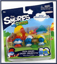 Papa Smurf / Smurf / Smurfette from Smurfs - Micro Village - 3-Packs manufactured by Jakks Pacific [Front]
