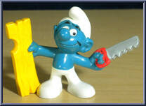 Carpenter Smurf (Saw / Wood) from Smurfs - Basic Series manufactured by Peyo [Loose]