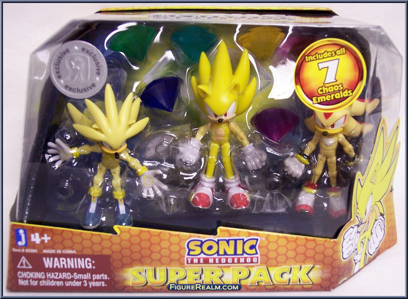 Sonic the Hedgehog Super Pack Shadow Silver 3” Action Figure Set Chaos  Emeralds