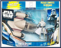 Freeco Speeder (with Clone Trooper) from Star Wars - Clone Wars (2008) - Battle Game Cards - Dioramas manufactured by Hasbro [Front]