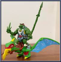 Cave Turtle Raph (with Tubular Pterodactyl) from Teenage Mutant Ninja Turtles - Cave Turtles manufactured by Playmates [Loose]