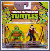 Michelangelo / Casey Jones from Teenage Mutant Ninja Turtles - Classic Collection - Minis - Repaints manufactured by Playmates [Front]