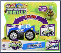 Race Car to Police Car (with Leo) from Teenage Mutant Ninja Turtles - Half Shell Heroes - Mutations manufactured by Playmates [Front]