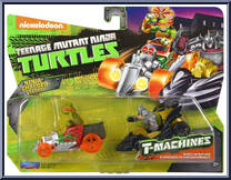 Mikey in Hot Rod / Shredder in Shreddermobile from Teenage Mutant Ninja Turtles - Nickelodeon - T-Machines manufactured by Playmates [Front]