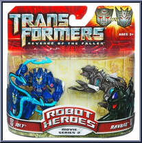 Jolt vs Ravage from Transformers - Revenge of the Fallen - Robot Heroes manufactured by Hasbro [Front]