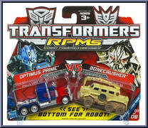 Optimus Prime vs Bonecrusher from Transformers - Revenge of the Fallen - RPM Battle Series manufactured by Hasbro [Front]
