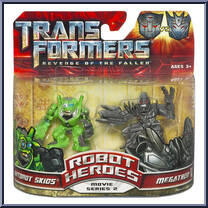 Autobot Skids vs Megatron from Transformers - Revenge of the Fallen - Robot Heroes manufactured by Hasbro [Front]