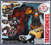 Drift & Jetstorm from Transformers - Robots in Disguise (2015) - Mini-Con Deployers manufactured by Hasbro [Front]