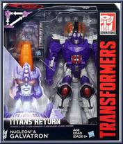 Nucleon & Galvatron from Transformers - Titans Return - Voyager manufactured by Hasbro [Front]