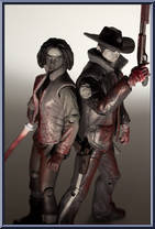 Officer Rick Grimes & Michonne (Bloody B&W) from Walking Dead - Comic Series 1 manufactured by McFarlane [Loose]