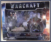 Lothar (with Gryphon) vs Blackhand (with Frostwolf) from Warcraft - Movie - Mini Figures manufactured by Jakks Pacific [Front]