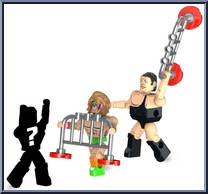 Andre the Giant / Ultimate Warrior / Mystery Figure from WWE Stack Down - Basic Series manufactured by Bridge Direct [Loose]