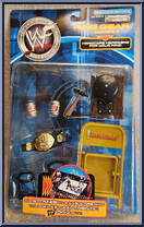 Stone Cold Chair / Bell / 2 Soda Cans / Belt from WWF - Ring Gear - Series 3 - Hardcore Hardware manufactured by Jakks Pacific [Front]