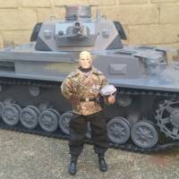 One 12th Scale Mezco WWII Panzer Captain (Battlefield) Custom Action Figure