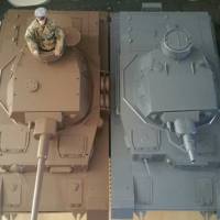 One 12th Scale Mezco WWII Panzer Captain (Battlefield) Custom Action Figure [Panzer IVs Ausf D (Grey) & Ausf H (Sand).]