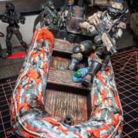 1985 GI Joe Raft - Orange Camo Duck Hunter (Acid Rain World) Custom Vehicle [Raft 3]