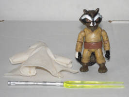 Rocket - Racoon Jedi Knight (Star Wars) Custom Action Figure [Front shot, disrobed]