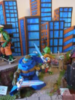 TMNT Toy Diorama Display with 4 Powered Up Turtles (Teenage Mutant Ninja Turtles) Custom Diorama / Playset